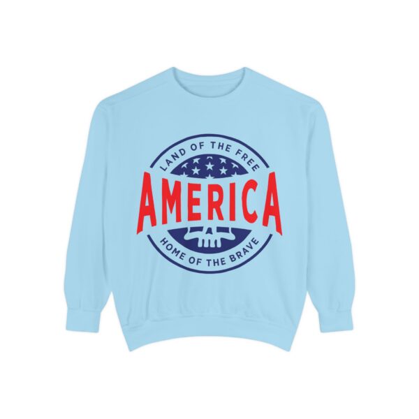 10077773803548331245_2048.jpeg USA Pride Garment-Dyed Sweatshirt - Cozy Unisex Patriotic Apparel