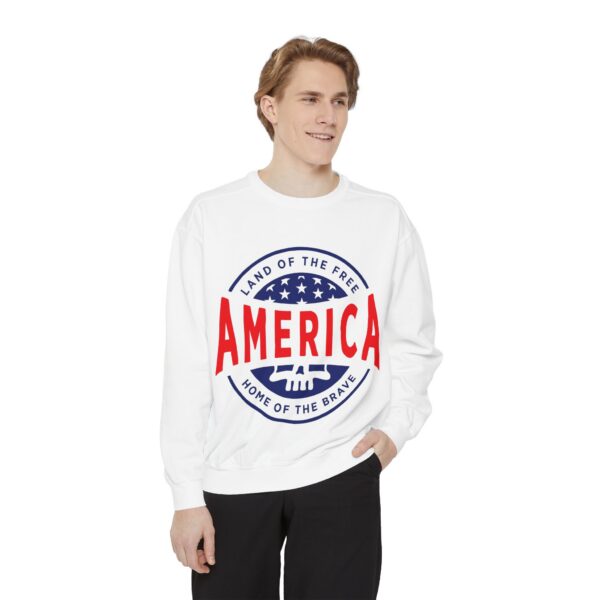 13642180273539295008_2048.jpeg USA Pride Garment-Dyed Sweatshirt - Cozy Unisex Patriotic Apparel